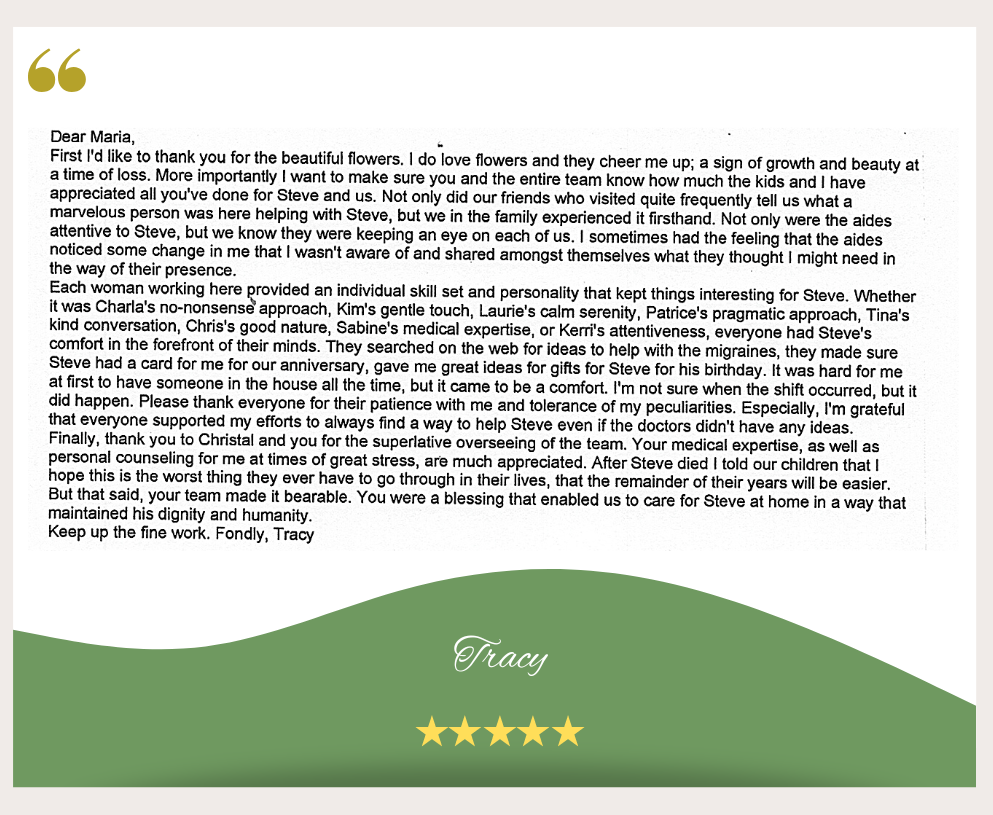 Testimonials from Loving family members